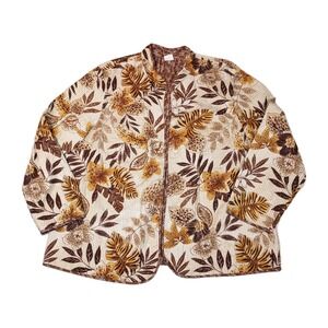 Alfred Dunner Womens Jacket 24W Floral Animal‎ Print Quilted Lined Plus Size